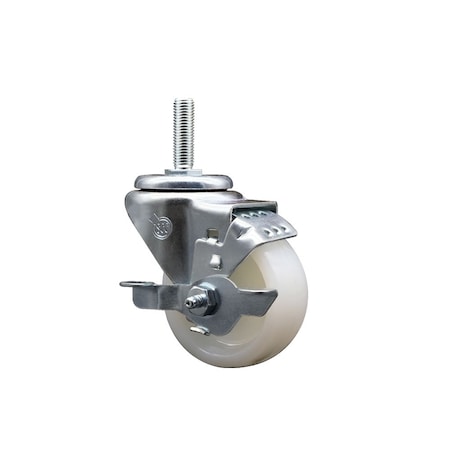 Service Caster 3 Inch Nylon Wheel Swivel 58 Inch Threaded Stem Caster with Brake SCC SCC-TS20S314-NYS-TLB-58212